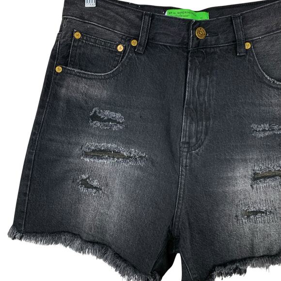 Sandrine Rose x Free People Jean Shorts Black High Rise Distressed Women's 26 - Picture 3 of 10